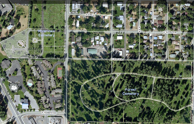 Screenshot of the interactive cemetery database homepage